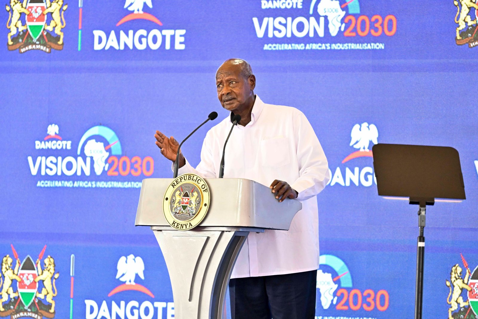 President Museveni attends the groundbreaking ceremony for the proposed Dangote East Africa Petroleum Refinery in Lamu, Kenya.